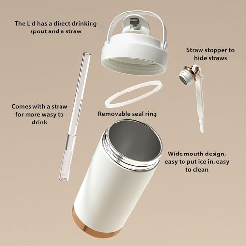 Wosta 500 Ml / 17 Oz Insulated Tumbler with Handle, Stainless Steel Travel Coffee Mug with Lid and Straw, Double Wall Vacuum Water Bottle Cup, Leakproof. (Seasalt) - Image 5