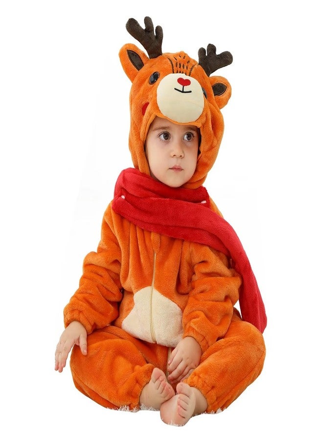 OLLULL Baby Reindeer Costumes Unisex Toddler Outfit Halloween Dress Up Romper 12-18 Months - Image 1