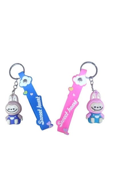Labobo Toy Keychain, Lovely 3D Plastic Keychain, Cartoon Design (2 Pieces)