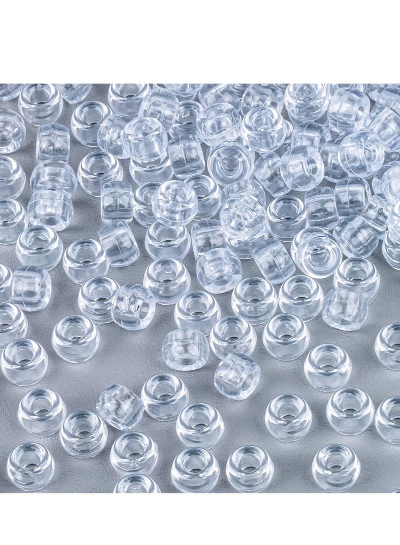 Y&D 1000+ Pcs Pony Beads Bulk - Plastic Bracelet 6x9mm Crystal White Clear for Braids DIY Crafts Key Chai Jewelry Making Home Decor  - Image 1