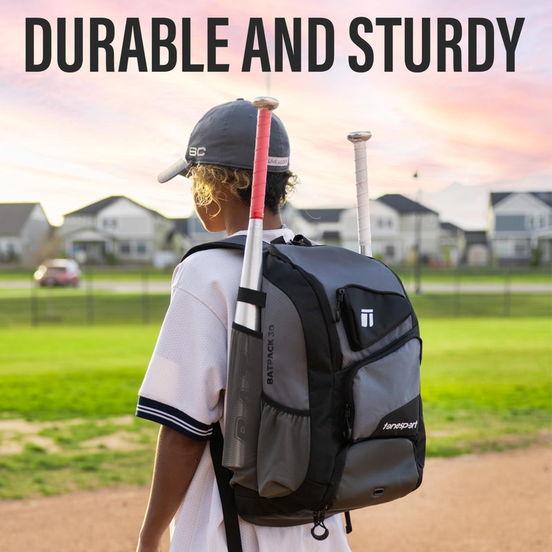 Tonesport Baseball Bag - Backpack for Baseball, Softball, Tball - Adults & Youth Bat Bag - Iron Grey - Image 3