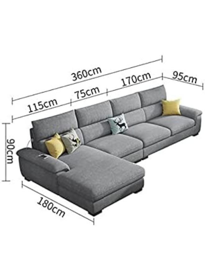 Karnak L Shape Sofa, Solid Wood Sofa for Living Room Furniture Modern Corner linen Fabric Upholstered Sofa Color Blue - Image 2
