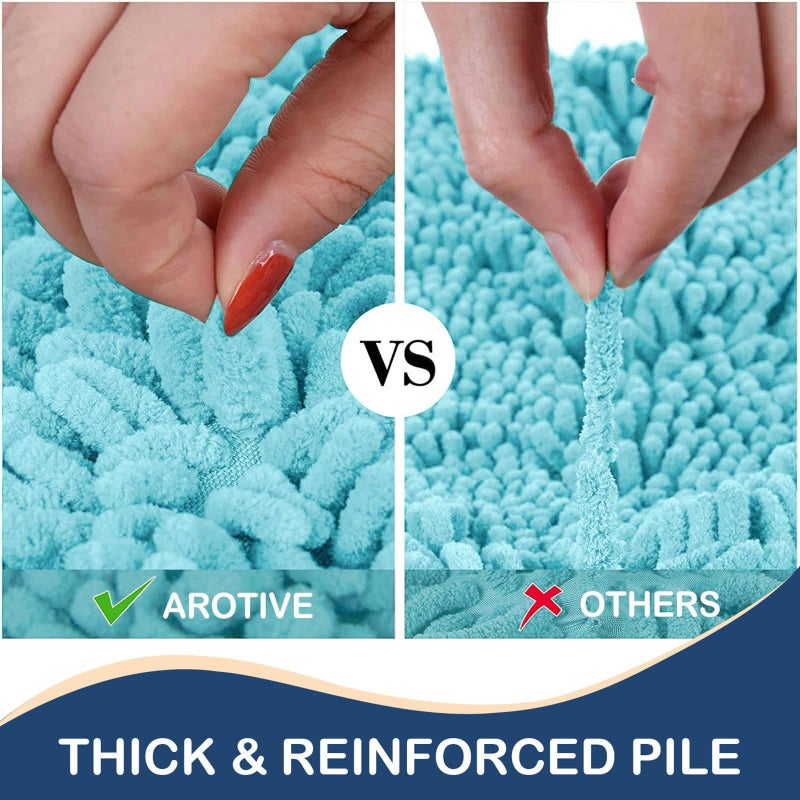 Arotive Arotive Luxury Chenille Bathroom Rug Mat  Extra Soft Thick Absorbent Shaggy Bath Rugs  Non-Slip Machine Wash Dry Plush Bath Runner Mats for Bathroom  Shower  and Tub (54""x24""  Blue)  - Image 4