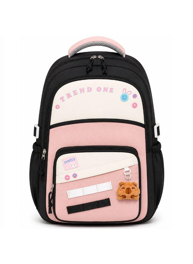 18 Inch School Backpack for Boys & Girls, Large Student Backpack with Multiple Compartments, Front Zipper Pocket, Side Bottle Pockets, Comfortable Carry Handle, 48*32*20 CM