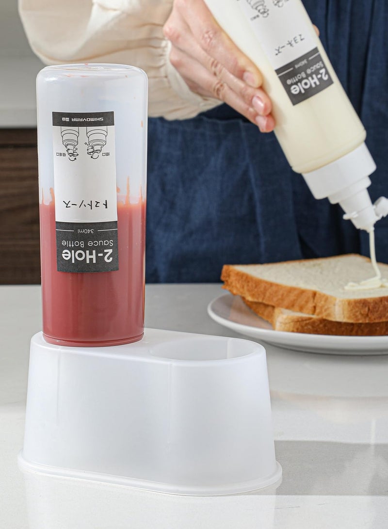 KASTWAVE Condiment Squeeze Bottles, Clear BPA Free Commercial Condiment Set, Multipurpose 11.5oz Sauce Bottles for Ketchup, Dressing, 340ML - Image 3