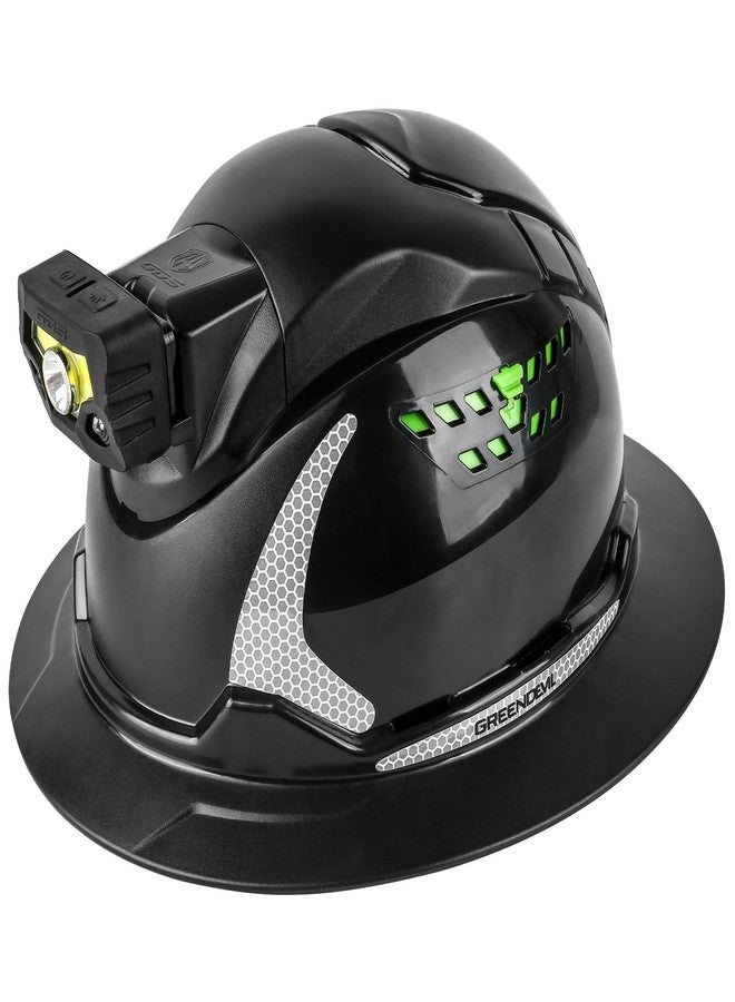 GREEN DEVIL Matrix Full Brim Hard Hat with Headlight Vented Construction Safety Helmet OSHA Approved Cascos De Construccion Work Hardhat for Men&Women - Image 1