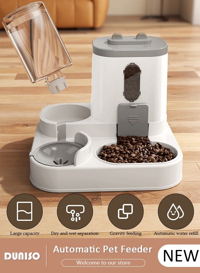 DUNISO Automatic Pet Feeder, Gravity Cat Dog Food Feeder and Water Dispenser Set, Large Capacity Anti-slip Automatic Feeder Waterer, 2 in 1 Food Dispenser for Large & Small Dog Cat Puppy Kitten Feeder  - Image 1