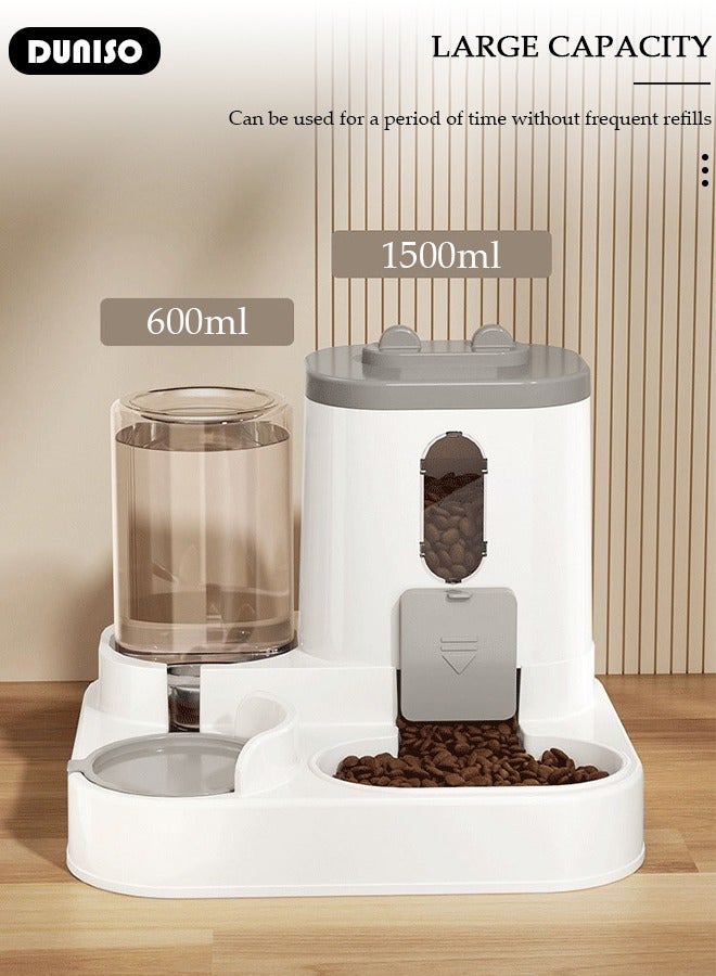 DUNISO Automatic Pet Feeder, Gravity Cat Dog Food Feeder and Water Dispenser Set, Large Capacity Anti-slip Automatic Feeder Waterer, 2 in 1 Food Dispenser for Large & Small Dog Cat Puppy Kitten Feeder  - Image 2