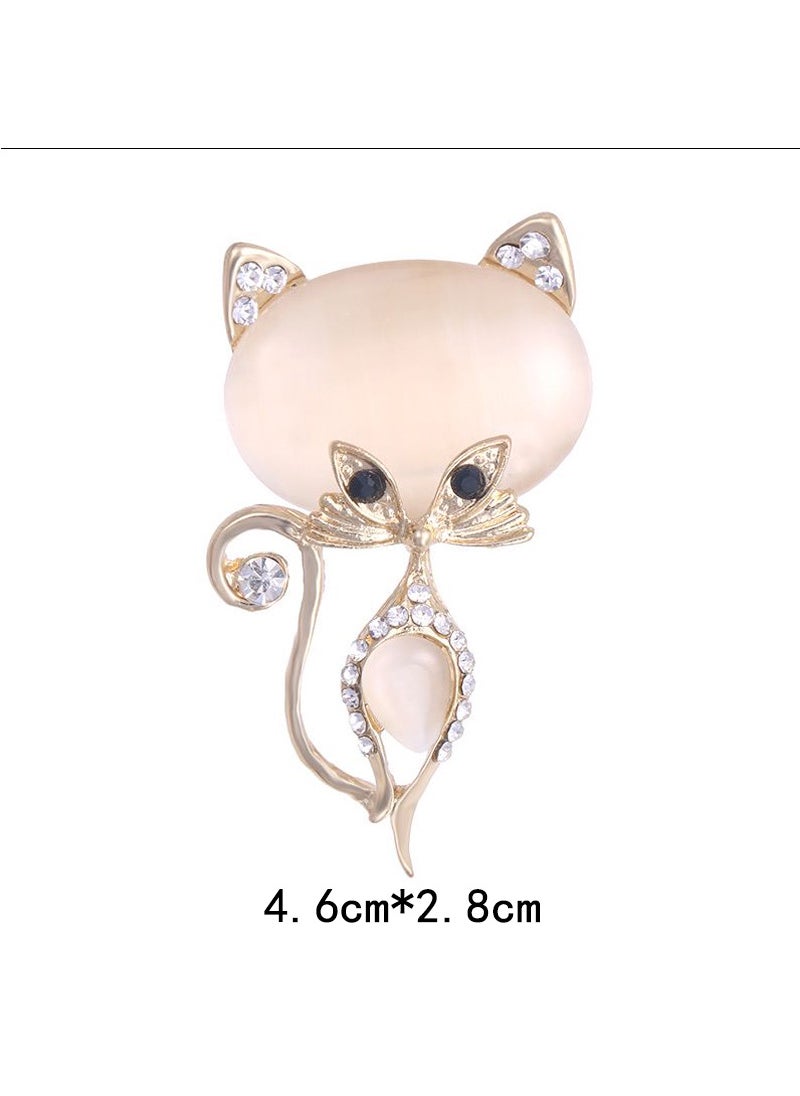 Generic - Cats Eye Stone Brooch Pin Cute Floral Design Womens Personalized Lapel Flower Sweater Qipao Suit High-end Japanese Style Lovely Small Accessories XD6382 - Image 1