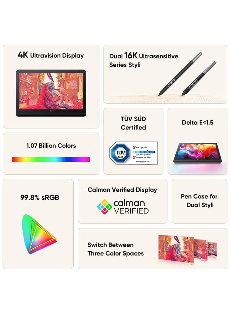 XP-PEN Artist Pro 19 (Gen 2) 4K Resolution 19-inch Display, Calman Verified, Dual 16K Ultrasensitive Styli Series, Full-Laminated Display, No Visual Gap, Anti-Reflection, Anti-Fingerprint. - Image 2