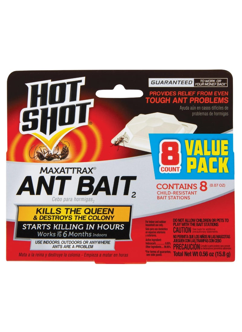 Hot Shot محطات طُعم النمل تقتل الملكة والمستعمرة - 8 طُعم  - Image 1