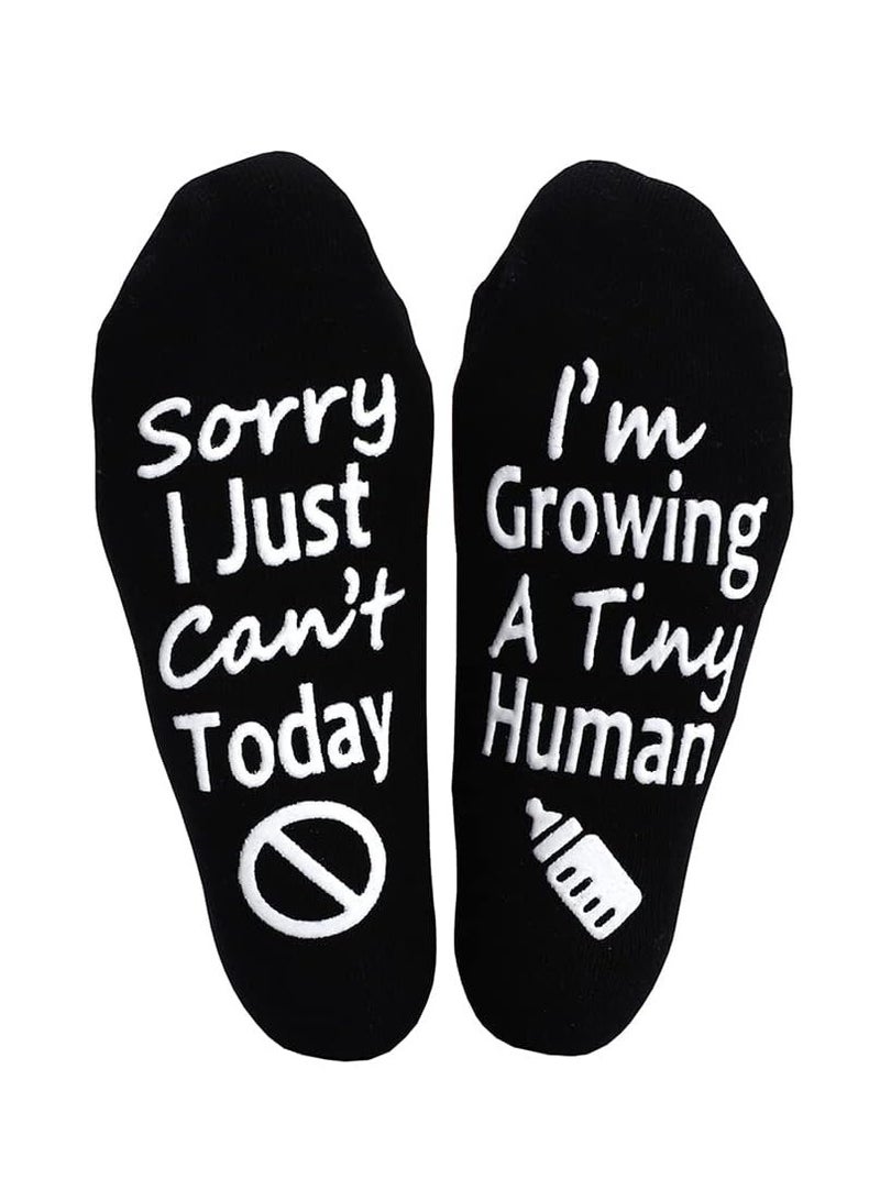 Black Anti-slip socks,Cozy Bamboo Socks,Breathable socks,Pregnancy Gift for New Moms with Growing A Tiny Human Design, Non-Slip Grips  Breathable Fabric - Image 1