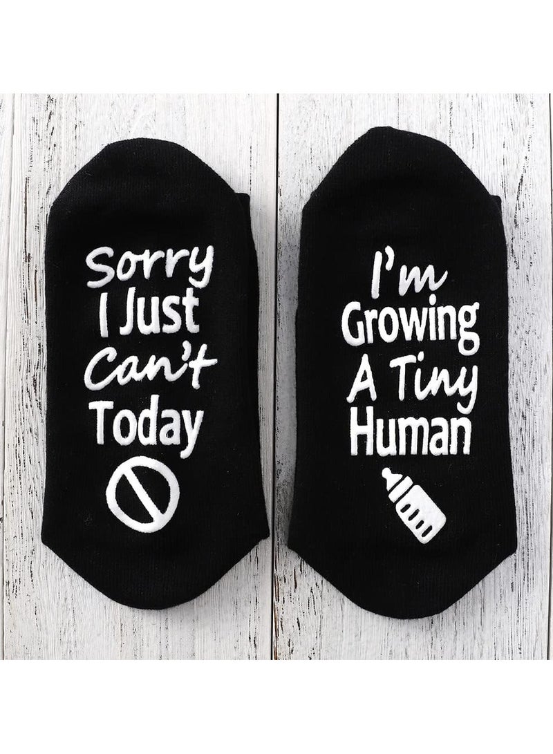Black Anti-slip socks,Cozy Bamboo Socks,Breathable socks,Pregnancy Gift for New Moms with Growing A Tiny Human Design, Non-Slip Grips  Breathable Fabric - Image 5