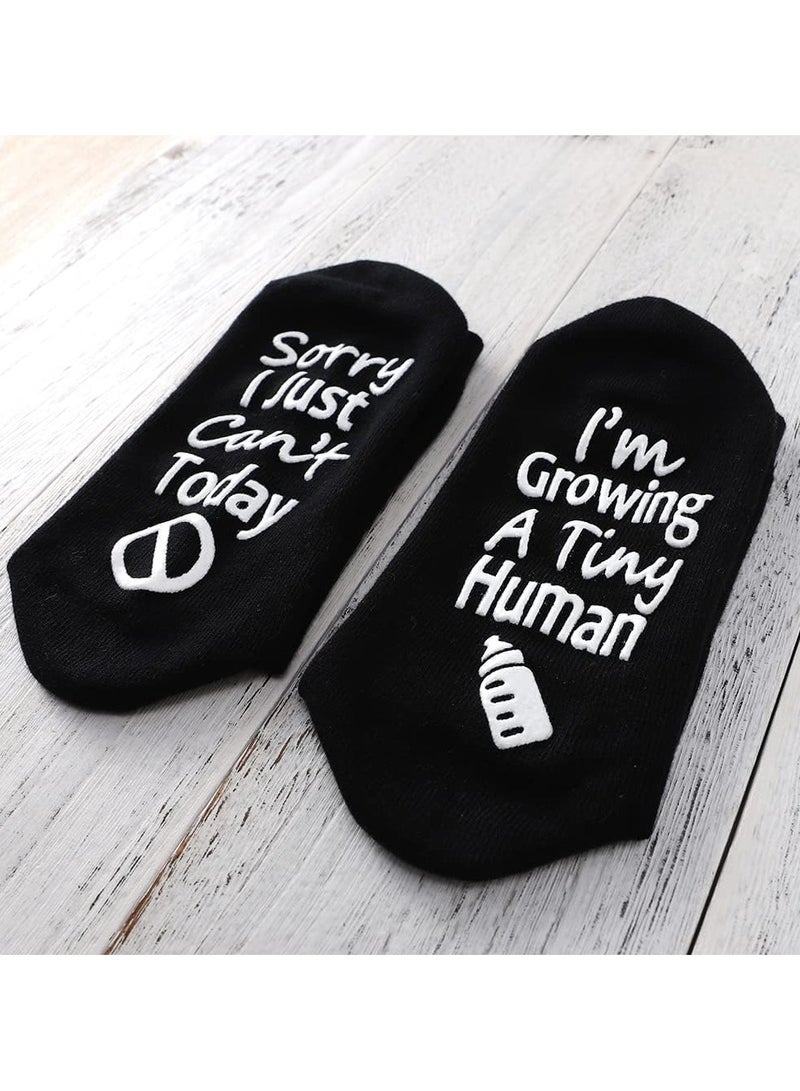 Black Anti-slip socks,Cozy Bamboo Socks,Breathable socks,Pregnancy Gift for New Moms with Growing A Tiny Human Design, Non-Slip Grips  Breathable Fabric - Image 4