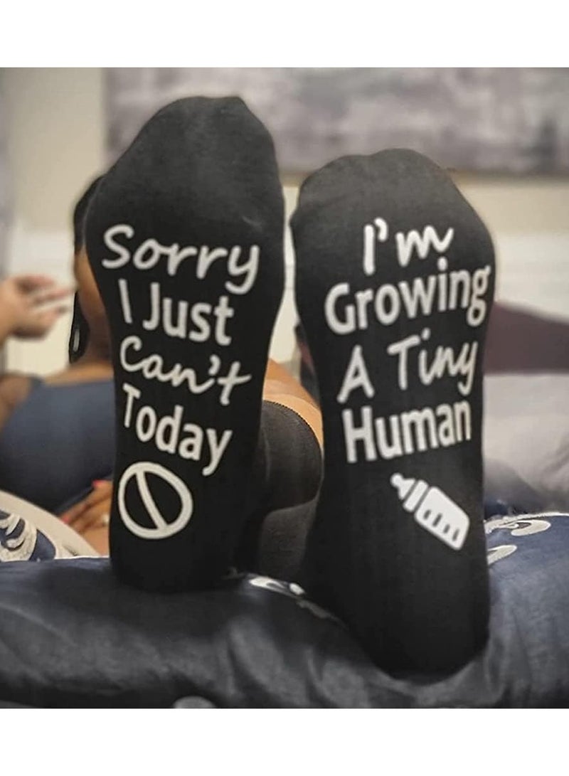 Black Anti-slip socks,Cozy Bamboo Socks,Breathable socks,Pregnancy Gift for New Moms with Growing A Tiny Human Design, Non-Slip Grips  Breathable Fabric - Image 3