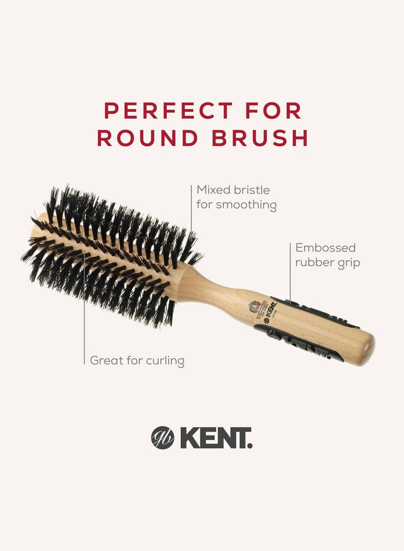KENT PF03 Natural Shine Pure Bristle Large Radial - Perfect For Volumising 60mm Bristle Nylon Mix Round Brush - Image 4