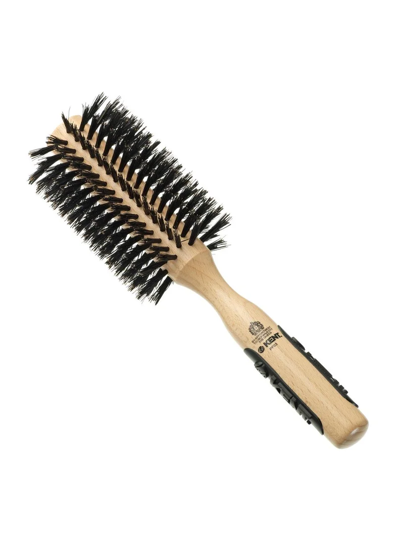 KENT PF03 Natural Shine Pure Bristle Large Radial - Perfect For Volumising 60mm Bristle Nylon Mix Round Brush