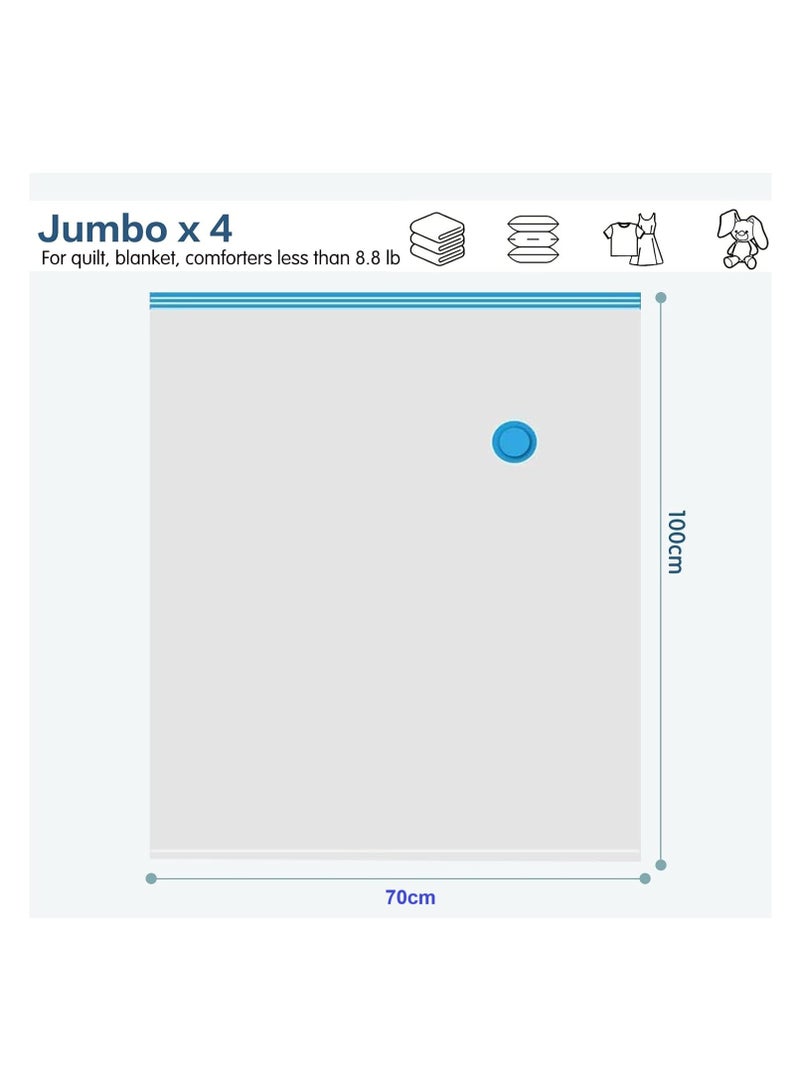 Jumbo Vacuum Bags 4pcs 100x70cm Reusable for Clothes, Quilts, Pillows, Vacuumed to Suction Air - Various Colors  - Image 2