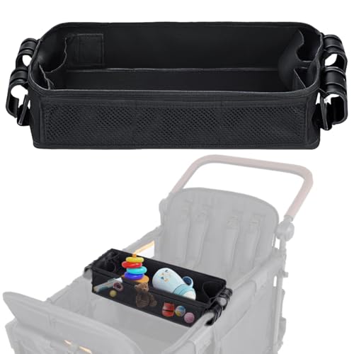 Redcoutt Stroller Snack Tray Compatible with Wonderfold Wagon Upgraded with Extra Thick Base Waterproof Faux Leather Sides Side Mesh Pockets for Added Durability W2 Series Thickened - Image 1
