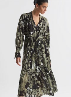 REISS Floral Printed Mesh Detail Dress  - Image 4