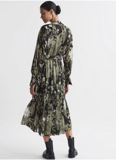REISS Floral Printed Mesh Detail Dress  - Image 2