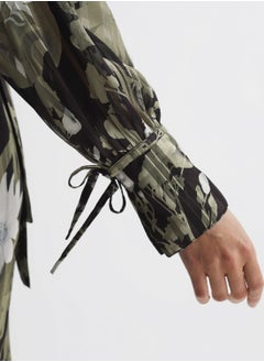 REISS Floral Printed Mesh Detail Dress  - Image 3