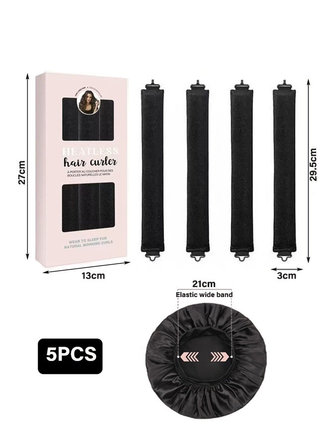 Heatless Curls Overnight Hair Curlers with Satin Bonnet, 5 PACK Heatless Hair Rollers for Overnight Curls, Soft Headband Rods with Hair Caps for All Hair Types - Image 2