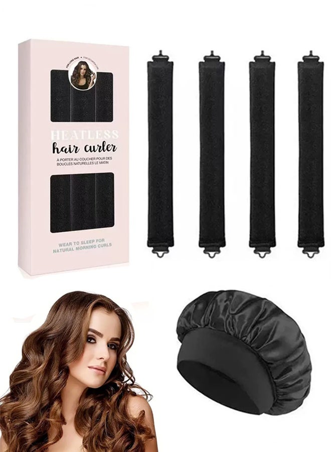 Heatless Curls Overnight Hair Curlers with Satin Bonnet, 5 PACK Heatless Hair Rollers for Overnight Curls, Soft Headband Rods with Hair Caps for All Hair Types - Image 1