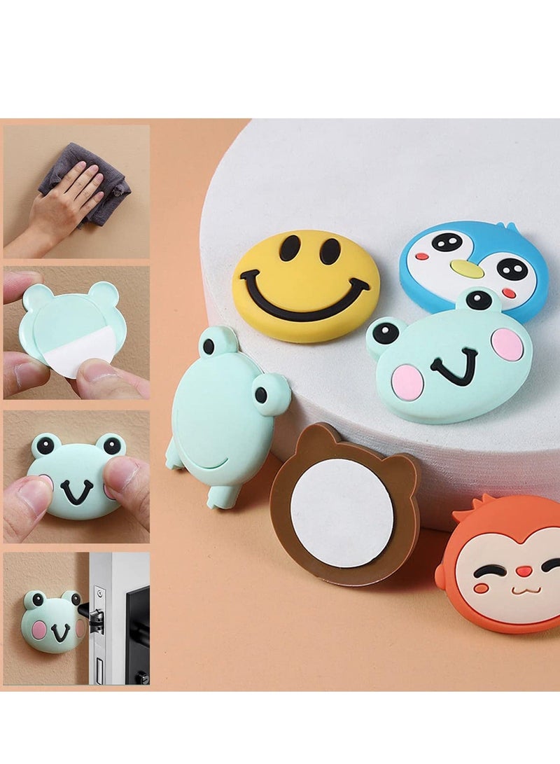 Captaintech Door Stopper Wall Protector, Cartoon Self Adhesive Sticker Silicone Door Handle Bumper, Cute Animals Rubber Protector for Wall, Quiet Door Knob Wall Protector, Protect Wall Surfaces 12PCS - Image 4