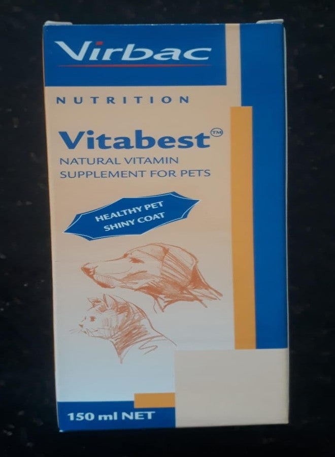 Virbac Vitabest - Natural Vitamin Supplement for Dogs & Cats - 150ml - Image 2