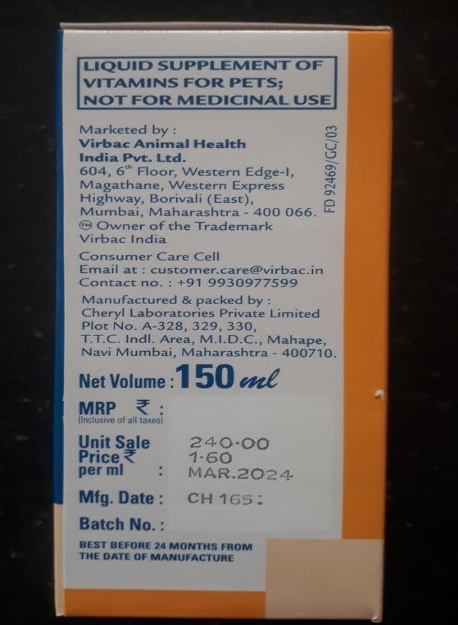 Virbac Vitabest - Natural Vitamin Supplement for Dogs & Cats - 150ml - Image 3
