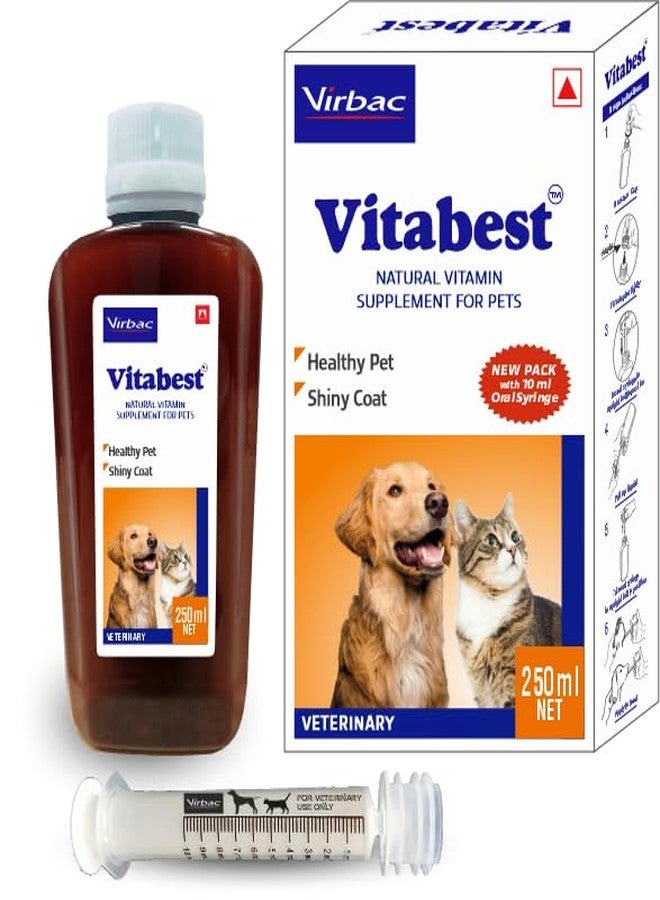Virbac Vitabest - Natural Vitamin Supplement for Dogs & Cats - 150ml - Image 1
