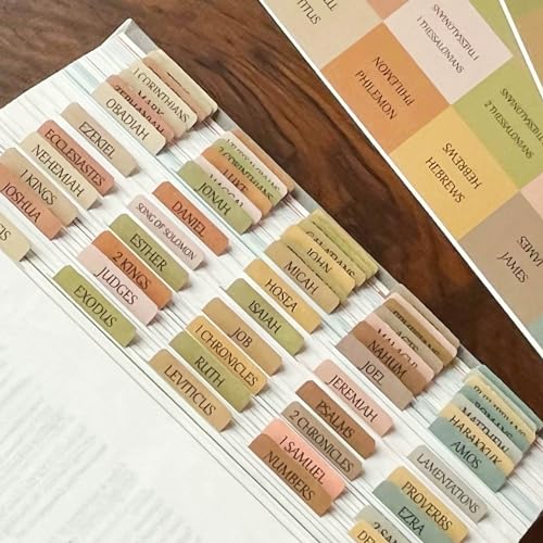 Thinkor Reposition Laminated Bible Tabs, Large Print Stickers, Easy to Read and Apply Bible Tabs for Women and Man (Boho Style) - Image 1