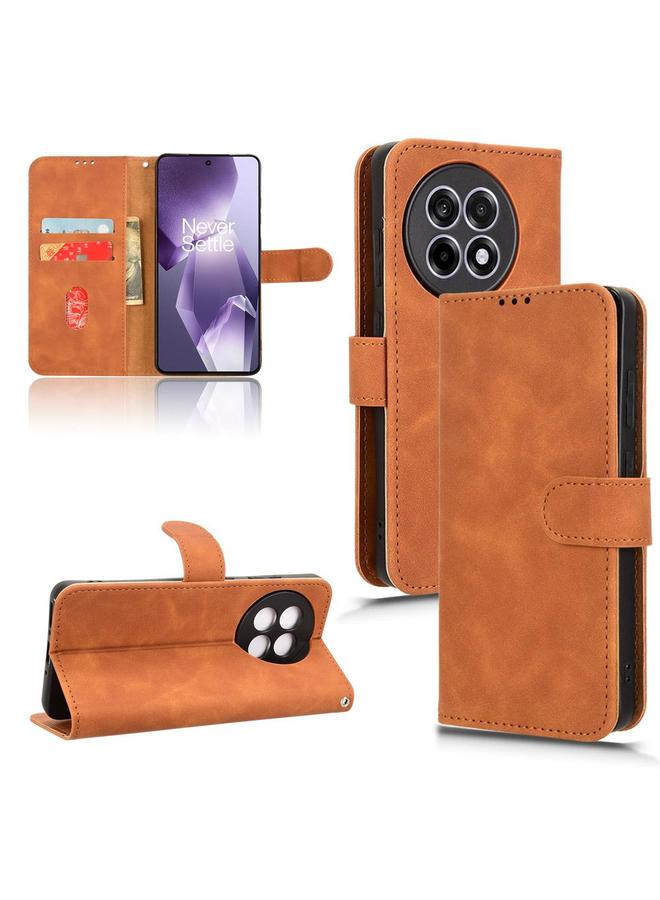 Zaboon For OnePlus Ace 5 / Ace 5 Pro Skin Feel Magnetic Flip Leather Phone Case(Brown) 