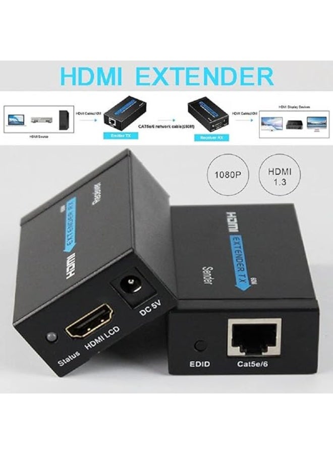 إكستندر HDMI عبر كابل واحد Cat5e/Cat6 لمسافة 60 متر - يدعم 1080p و3D - تشغيل مباشر بدون إعدادات - Image 4