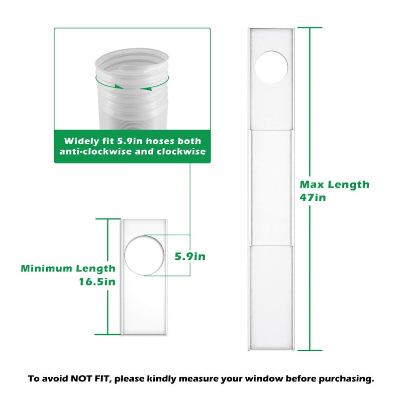 Forestchill Portable Air Conditioner Window Seal Plates Kit for 5.9" Diameter Exhaust Hose, Universal AC Vent Kit for Sliding Windows and Hung Windows, Adjustable Length Sealing Panels for Mobile A/C - Image 2