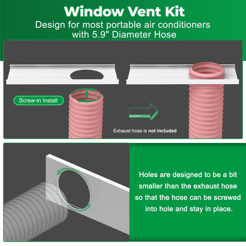 Forestchill Portable Air Conditioner Window Seal Plates Kit for 5.9" Diameter Exhaust Hose, Universal AC Vent Kit for Sliding Windows and Hung Windows, Adjustable Length Sealing Panels for Mobile A/C - Image 3
