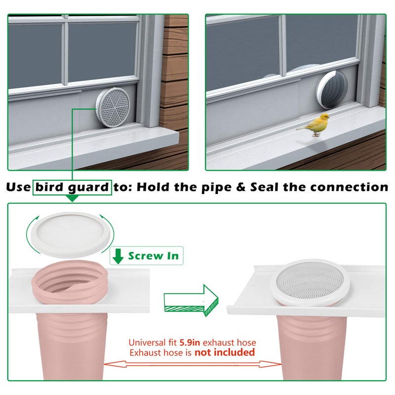 Forestchill Portable Air Conditioner Window Seal Plates Kit for 5.9" Diameter Exhaust Hose, Universal AC Vent Kit for Sliding Windows and Hung Windows, Adjustable Length Sealing Panels for Mobile A/C - Image 4