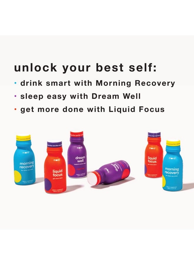 More Labs Lifehack Pack Assorted Smart Drink Shots Morning Recovery Liquid Focus Dream Well Vegan Nongmo Variety Pack 2 Bottles Of Each (Pack Of 6) - Image 3