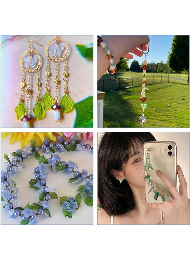 400 Pcs Green Acrylic Leaf Beads Transparent Maple Leaves Pendants Tiny Green Leaf Bead Caps for Jewelry Making DIY Spring Crafts Earring Bracelet - Image 3