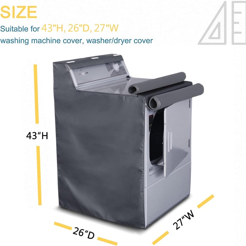 AKEfit Washing Machine Cover, Zipper Design,Fit for Outside Top or Front Load Washer/Dryer Waterproof Dustproof Sunproof W29”D28”H43” - Image 2