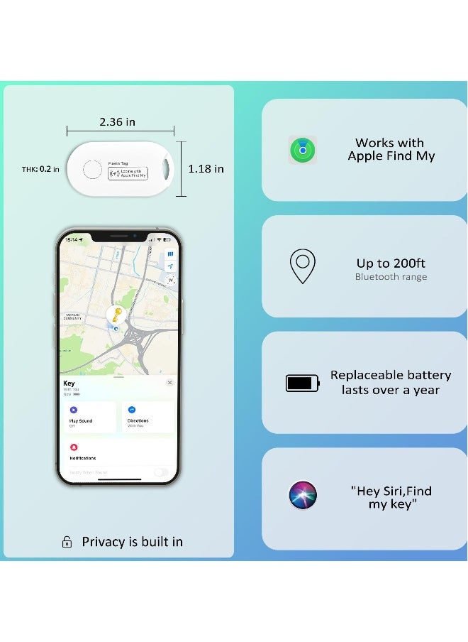 Generic - Key Finder Item Bluetooth Tracker Mini Tag Luggage Work with Apple Find My APP, 10 Months Long Working Time, Small Size, 200 ft Range, Global Positioning, iOS White 2Pack - Image 1