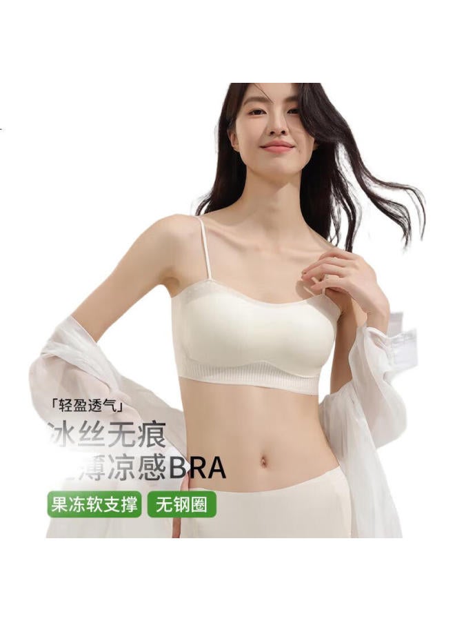 Joae Ultra-Thin Ice Silk Seamless Bandeau Bra Women Summer Thin No Steel Ring Anti-Light Slip Strap Camisole Bra - Image 1