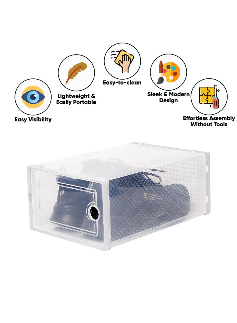 4 Pack Plastic Stackable Shoe Box Foldable Display Box Container - Image 3