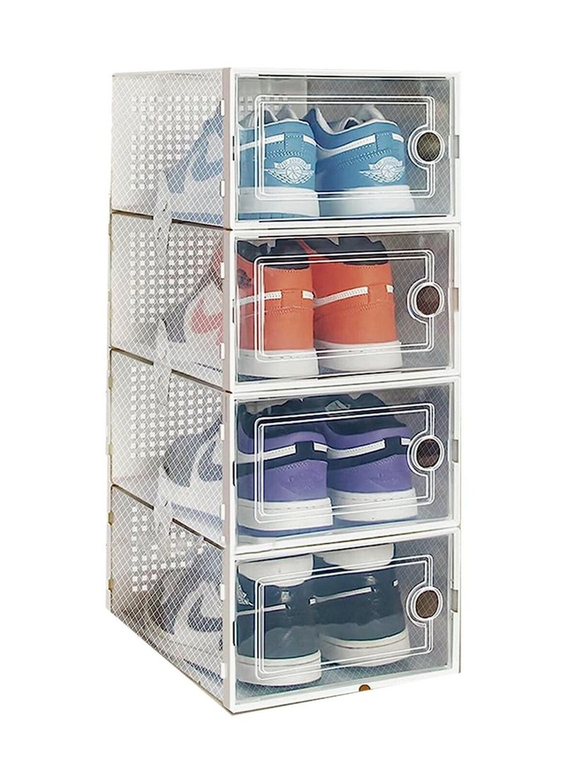 4 Pack Plastic Stackable Shoe Box Foldable Display Box Container - Image 1