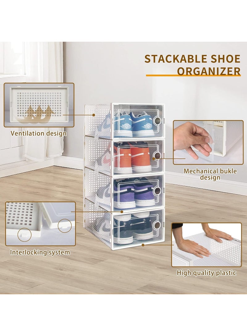 4 Pack Plastic Stackable Shoe Box Foldable Display Box Container - Image 4