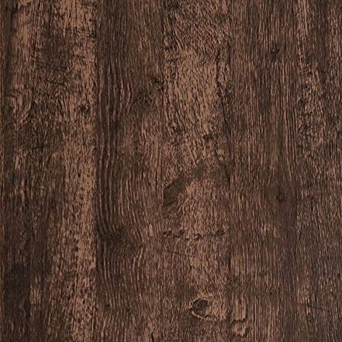 Dimoon 17.7"x118''Wood Peel and Stick Wallpaper Brown Dark Wood Wallpaper Wood Contact Paper Brown Wood Plank Removable Rustic Wood Grain Self-adhesive Vintage Texture Desk Cabinet Counter Vinyl Roll - Image 1