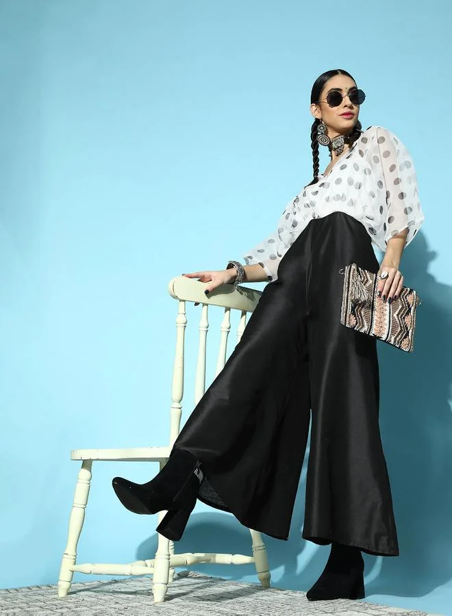 SASSAFRAS Sassafras Polka Dot Kimono Sleeves Jumpsuit