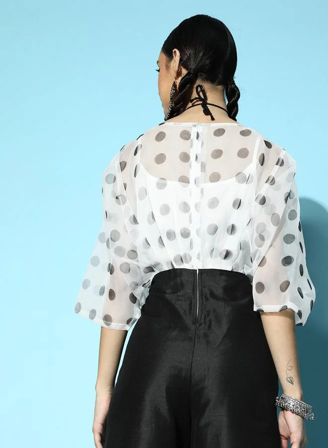 SASSAFRAS Sassafras Polka Dot Kimono Sleeves Jumpsuit
