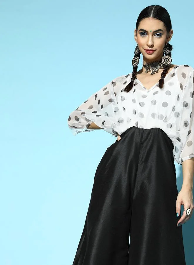 SASSAFRAS Sassafras Polka Dot Kimono Sleeves Jumpsuit